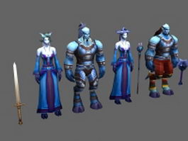 WoW - Draenei characters concept 3d model preview