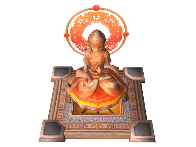 Female buddha statue 3d rendering