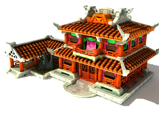 Ancient Chinese fantasy house 3d rendering