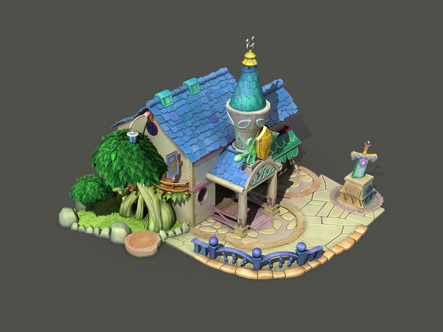 Cartoon house 3d rendering
