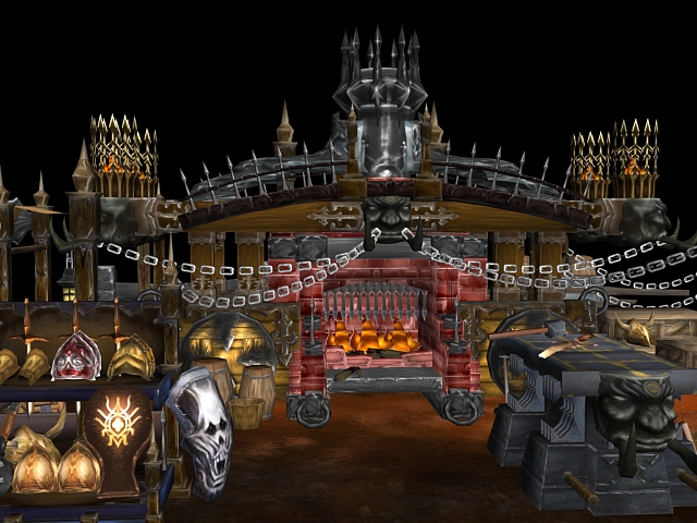 Medieval weapons and armor shop 3d rendering