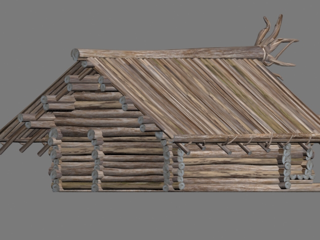 Small old wood house 3d rendering