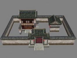 Ancient Chinese courtyard house 3d preview