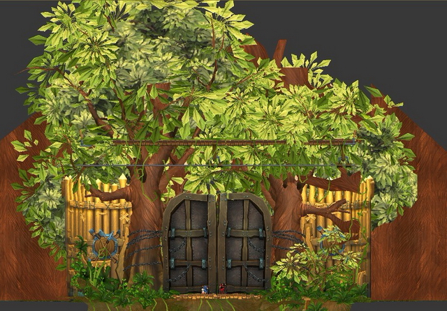 Wood fairy door 3d rendering
