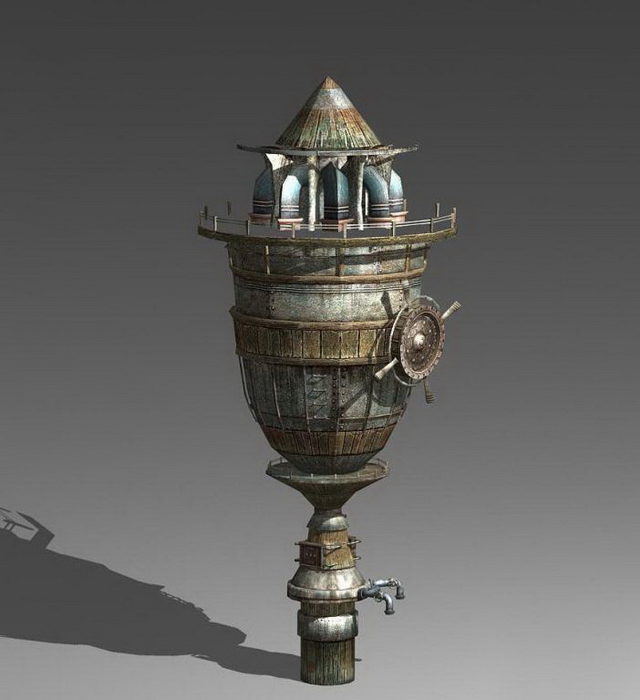 Old water tower 3d rendering
