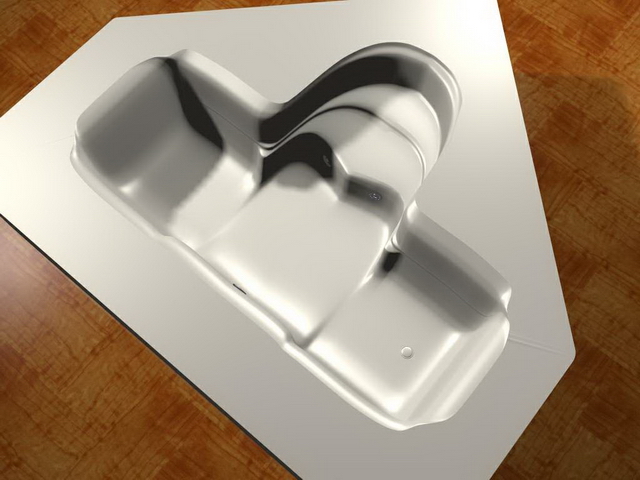Corner bathtub design 3d rendering