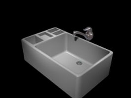 White kitchen sink 3d model preview