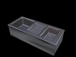 Stainless steel double sink 3d model preview