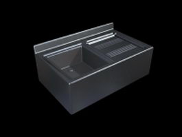 Single sink with drainboard 3d model preview