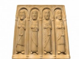 Romanesque relief sculpture 3d model preview