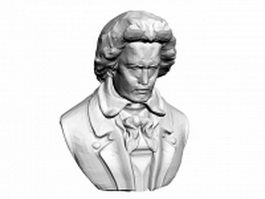 Beethoven bust statue 3d model preview