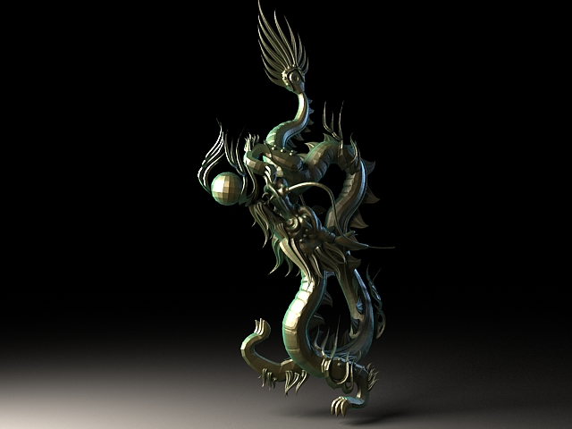 Chinese dragon sculpture 3d rendering