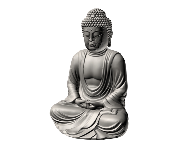Japanese buddhist statue 3d rendering