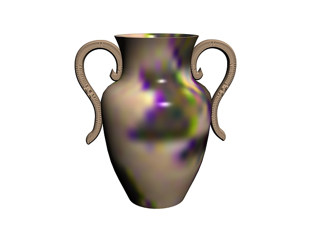 Ceramic vase with handles 3d rendering