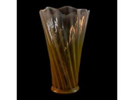 Vintage yellow glass vase 3d model preview
