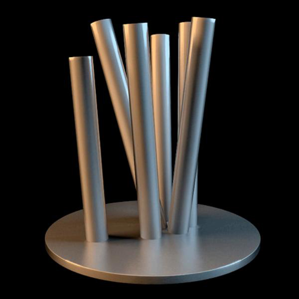 Metal pipe vase 3d rendering