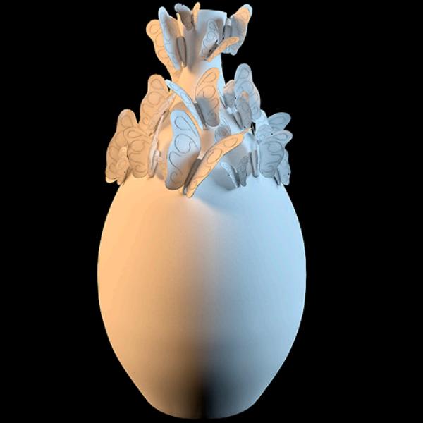 Rotund abstract ceramic vase 3d rendering