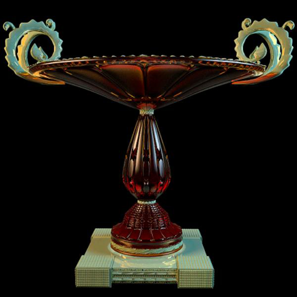 Archaistic coloured glaze vase 3d rendering