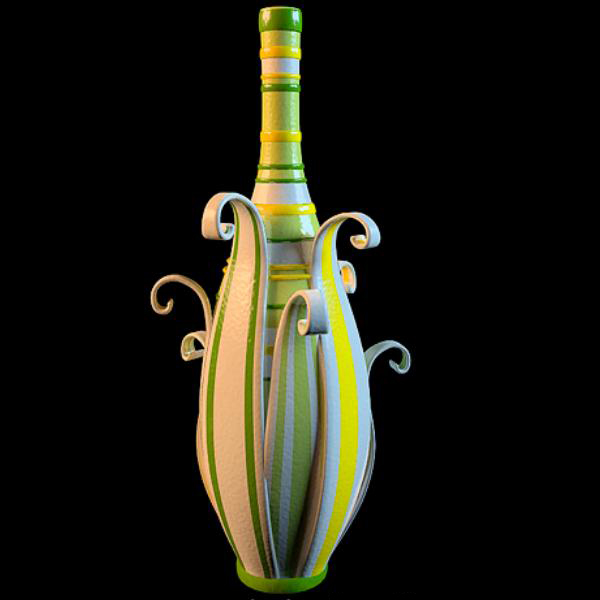 Bowling shaped vase with texture 3d rendering