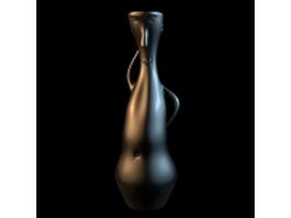 Human sculpture black pottery vase 3d model preview
