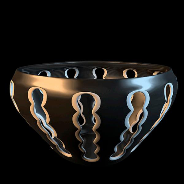 Black pottery bowl vase 3d rendering