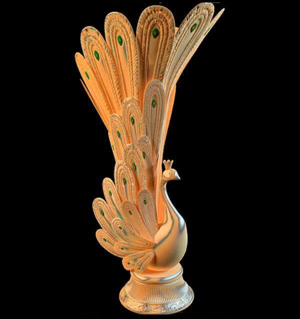 Wonderful peafowl vase 3d rendering