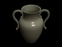 Pottery vase with handles 3d preview