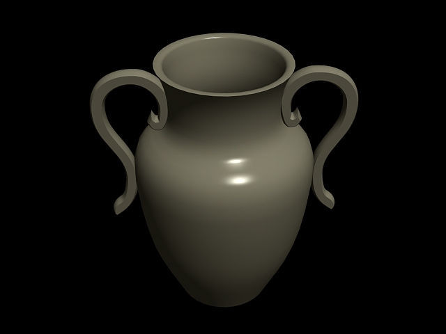 Pottery vase with handles 3d rendering