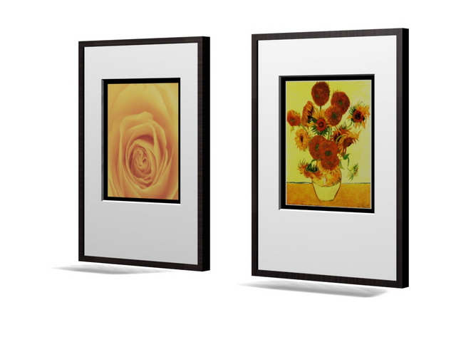 Wall picture frame sets 3d rendering