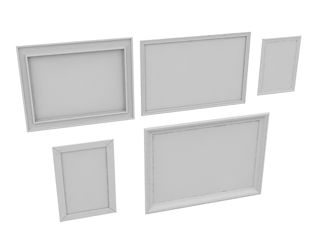 Photo frame on wall 3d rendering