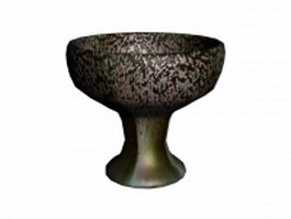 Painted pottery decorative bowl 3d model preview