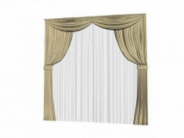 Tie back curtain with sheer and valance 3d preview