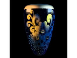 Flower pattern elegant vase 3d model preview