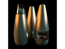 Modern brass glass vase sets 3d model preview