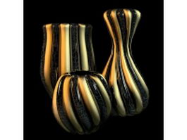 Striped vase sets 3d model preview