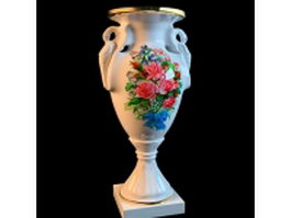 Antique porcelain hand painted vase 3d model preview