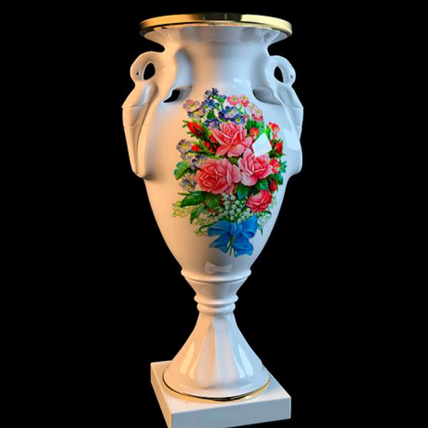 Antique porcelain hand painted vase 3d rendering