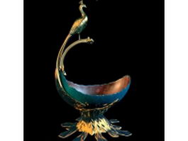 Peafowl sculpture vase 3d model preview