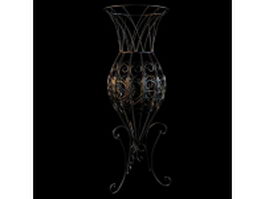 Bronze floor flower vase 3d model preview