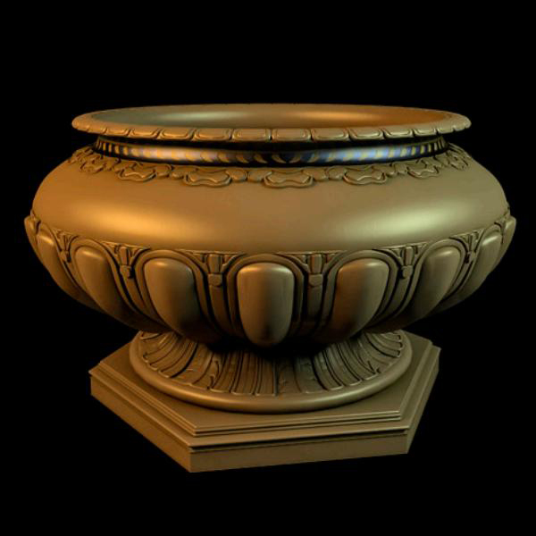 Antique gold garden vase 3d rendering