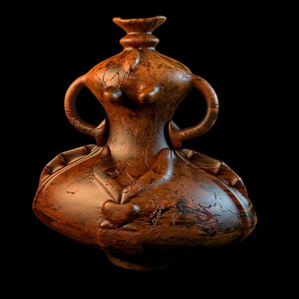 Antique gourd vase 3d rendering