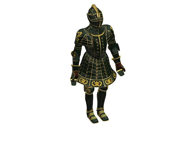 Medieval plate armour 3d rendering