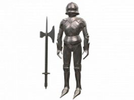 Gothic armour set with axe 3d preview