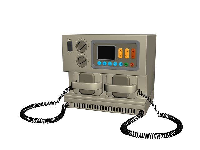 Manual external defibrillator and monitor 3d rendering