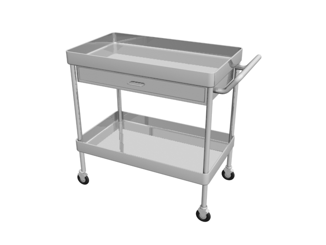 Metal utility cart for hospital 3d rendering
