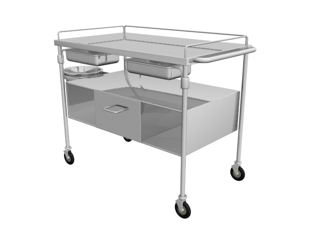 Hospital stainless steel Lab cart 3d rendering