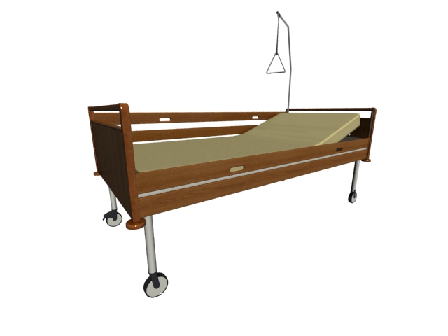 Wood hospital bed 3d rendering