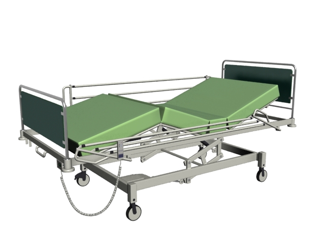 Mechanical hospital bed 3d rendering