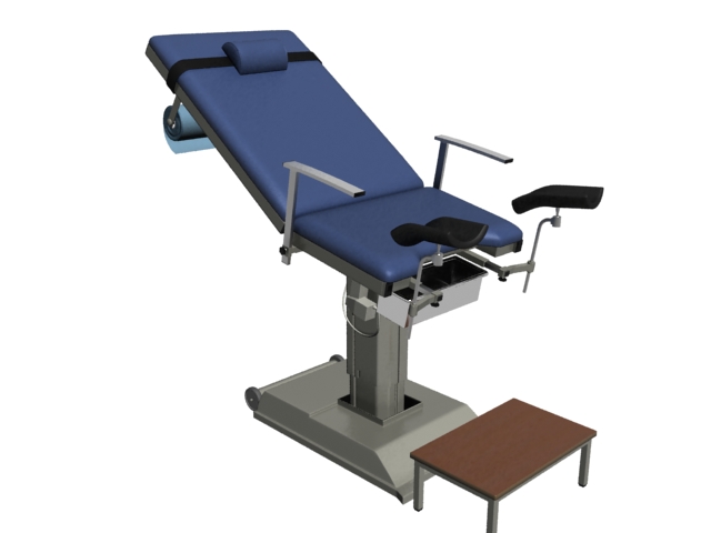 Gynecological examination chair 3d rendering