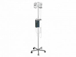IV drip stand with bag and IV pump 3d model preview